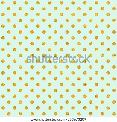 Digital Paper for Scrapbook Mint & Gold Glitter Polka Dots Pattern seamless Texture Background