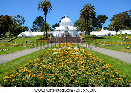one of famous place in San Francisco, The  Conservatory of Flowers Royalty-Free Stock Photo #253676200