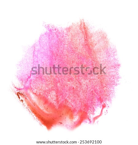 ink blot splatter background pink, red isolated on white hand painted