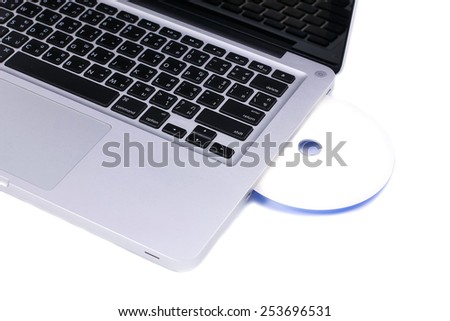 Laptop with open CD - DVD drive
