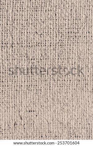 Photograph of  Artist Jute raw Canvas, unrefined, non caulked, unsealed, single Acrylic primed, extra coarse, grunge texture sample.