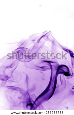 Purple smoke on white background.