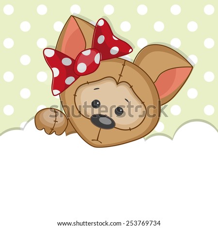 Greeting card puppy with balloons