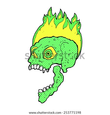 retro comic book style cartoon scary skull