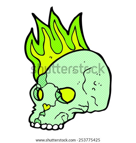 retro comic book style cartoon spooky skull
