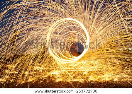Burning steel wool fireworks background