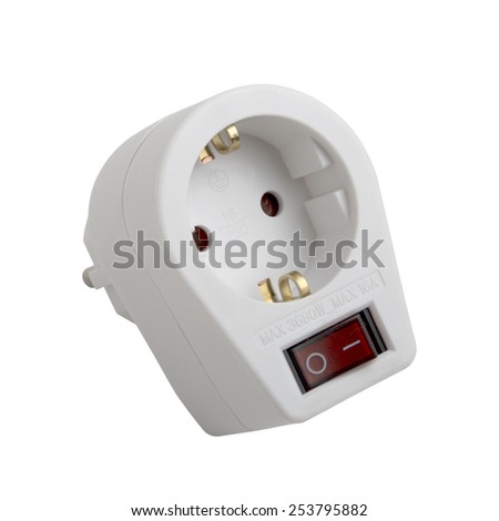 socket with switch isolated on white background