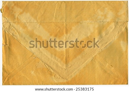 The old turned yellow post envelope with traces of glue