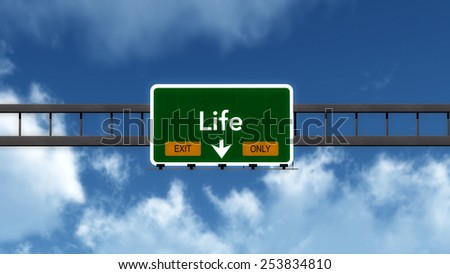 Life Highway Exit Only Road Sign Concept 3D Illustration
