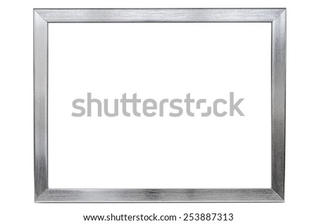Aluminum empty photo frame isolated on white background with clipping path