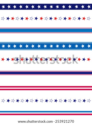 4th of July page divider / line collection on white