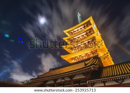 Tokyo Pagoda and Moving Clouds Long Exposure in Japan