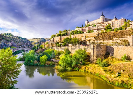 Toledo, Spain old town skyline. Royalty-Free Stock Photo #253926271