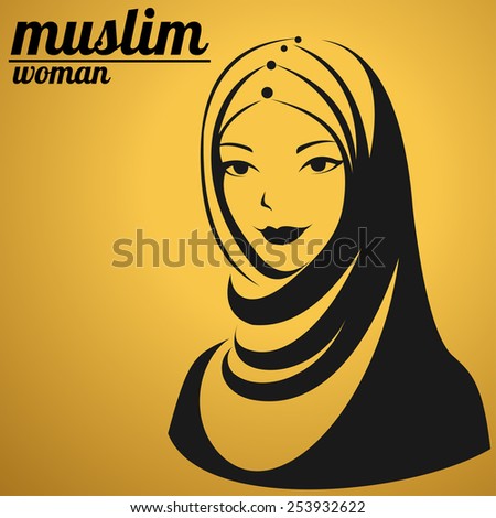beautiful face of arabic muslim woman, vector illustration