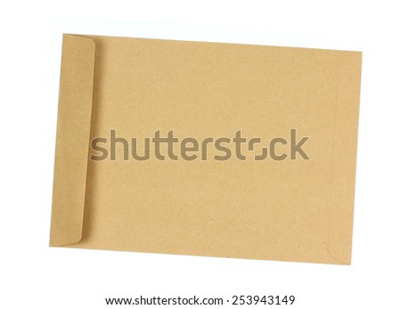 Brown envelope open on a white background.