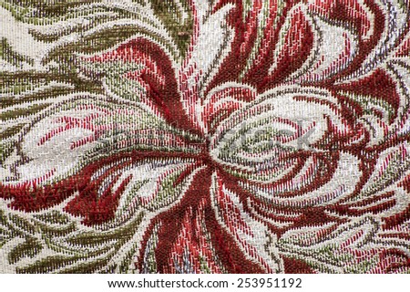 Retro textile with flower pattern, closeup
