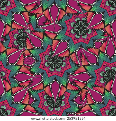 Seamless abstract colorful ornamental psychedelic decorative pattern