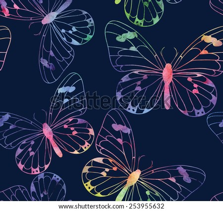 Watercolor butterfly seamless pattern
