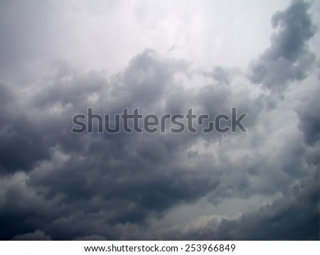 Dark dramatic sky with clouds, natural background.