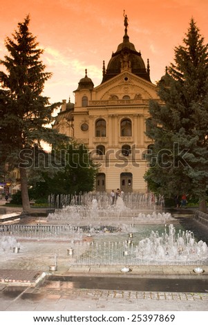 Photo of building of city hall with beautiful waterfall in Kosice - Slovakia