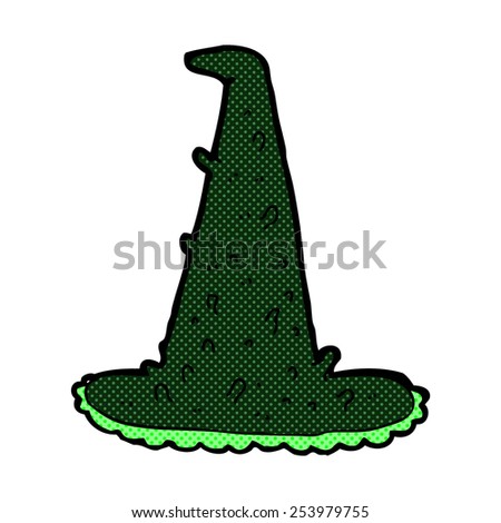 retro comic book style cartoon spooky witch hat