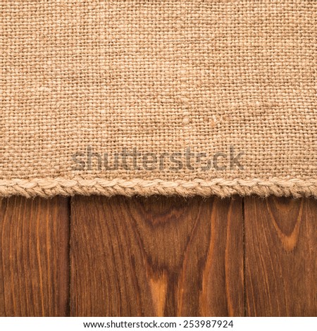 Texture of the old burlap and wood