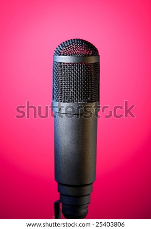 microphone on red background