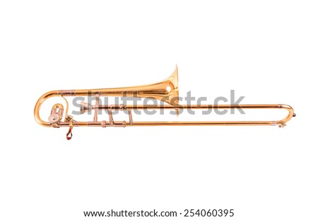 One Trombone alto on white background Royalty-Free Stock Photo #254060395
