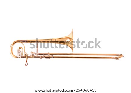 One Trombone alto on white background Royalty-Free Stock Photo #254060413