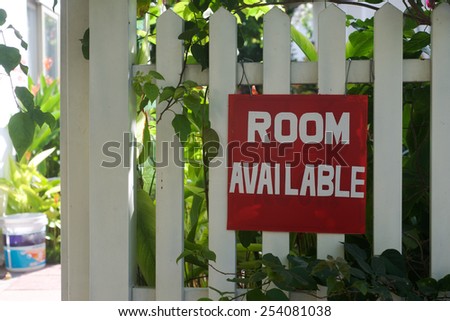 Room available inscription on the black board in a tropical resort