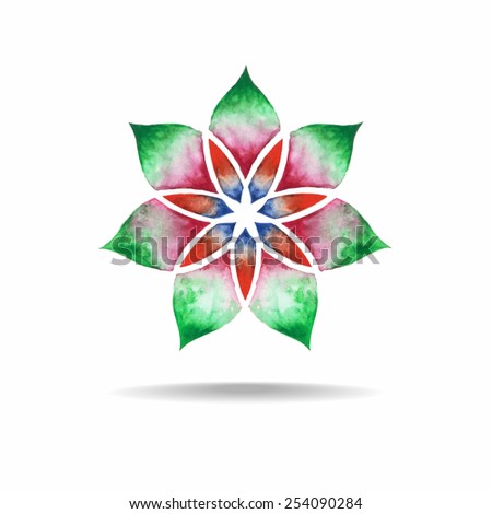 Decorative watercolor flower for your design. Beautiful stylized flower on white background.