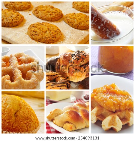 a collage of seven pictures of different biscuits and pastries