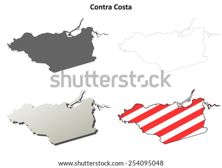 Contra Costa County (California) outline map set Royalty-Free Stock Photo #254095048