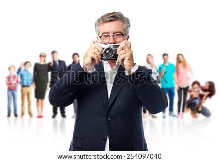 senior cool man with a camera