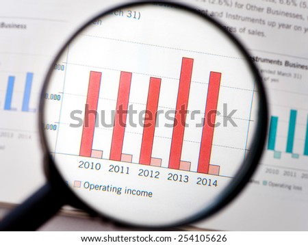 Magnifying glass and statistic isolated