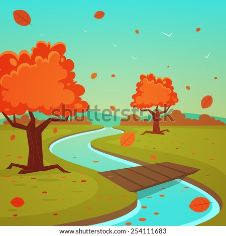 Cartoon Autumn Landscape 