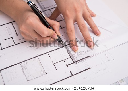 Architectural design and project blueprints drawings