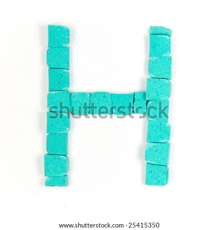 Letter H from cyan stones on white