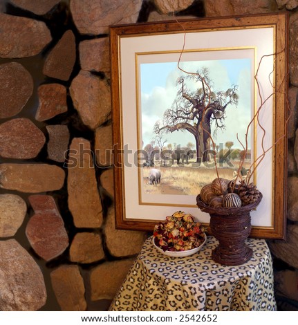 African depiction in the corner of a stone house. Painting is my own work.