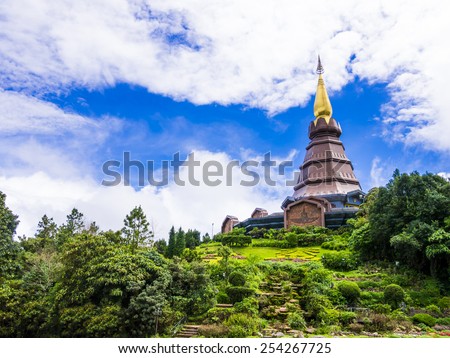 Pagoda and royal garden on the top of Doi Inthanon, Thailand
