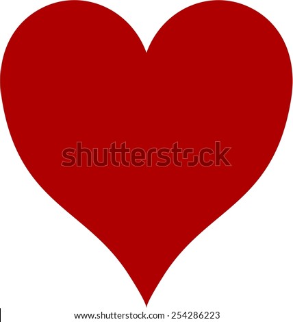 A simple red love heart shape, isolated on a white background.