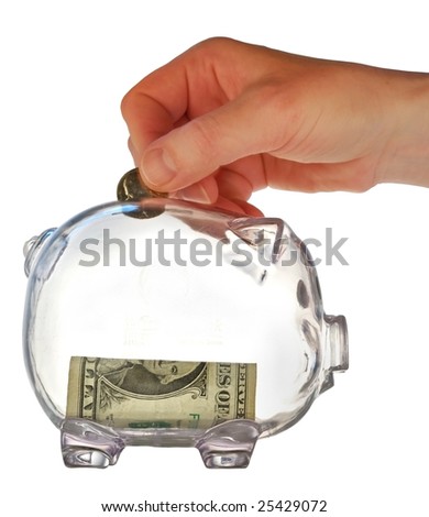 money box in form transparent plastic pig