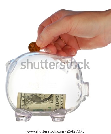 money box in form transparent plastic pig