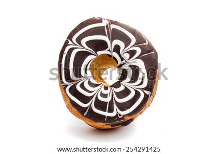 donut in chocolate glaze on a white background