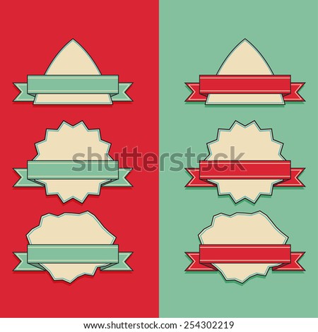 Set of retro ribbons and labels, vector illustration