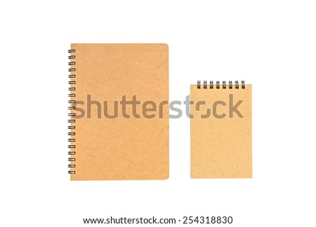 blank brown notebook isolated on white background