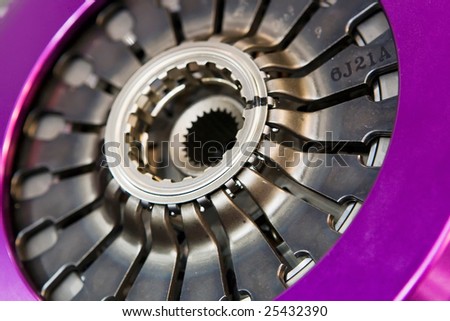 Disk of violet automobile clutch macro view