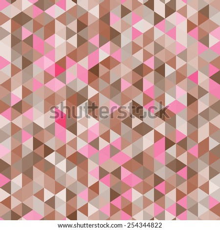 Amazing colorful pink-brown vintage geometric mosaic triangle pattern