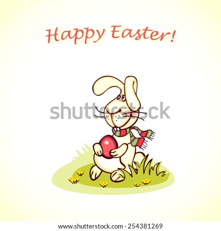 happy Easter card. Easter  bunny and eggs.