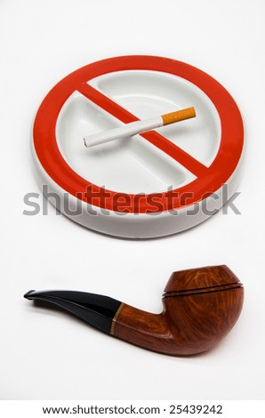 ashtray and cigarette on white background